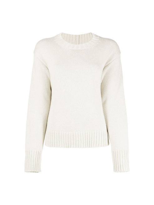 Jil Sander Long Sleeve Cashmere Crew Neck Sweater in Natural, Size 32 (2 US)
