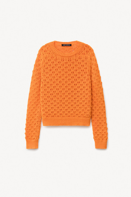 Iris Von Arnim Pam Stonewashed Cashmere Sweater in Mandarine, Size X-Small