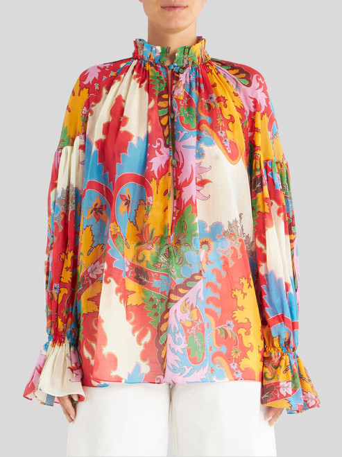 Etro Archive Paisley Print Blouse in Red, Size 50
