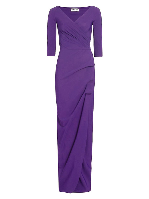 Chiara Boni La Petite Robe Florien Long Gown in Dark Lavender, Size 48