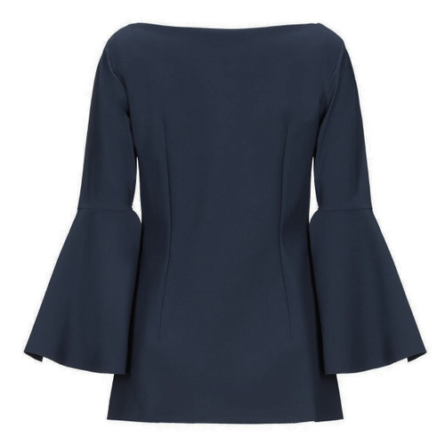Chiara Boni La Petite Robe Natty Bell Sleeve Top in Blu Notte, Size 42