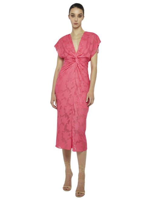 Prabal Gurung Jackie Twist Front Dress in Hot Pink, Size 6