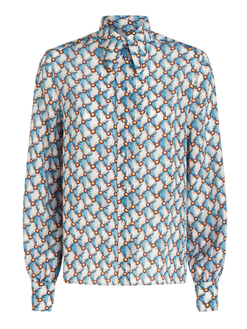 Etro Floralia Crêpe De Chine Shirt in Light Blue, Size 42