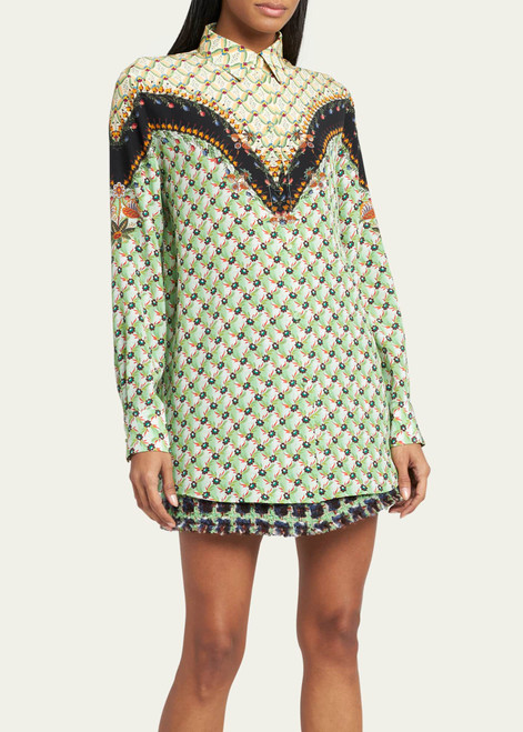 Etro Floral Silk Shirt with Edging