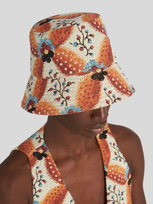 Etro Jacquard Bucket Hat in Orange