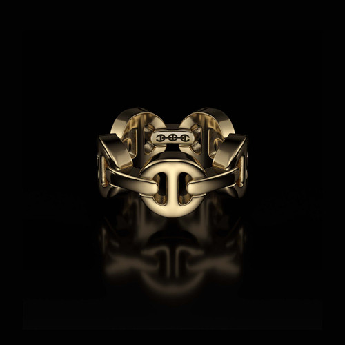 Hoorsenbuhs 18K Yellow Gold Dame Classic Tri-Link Ring, Size 8.5