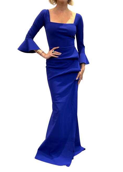 Chiara Boni La Petite Robe Astra Gown in Inchiostro, Size 48