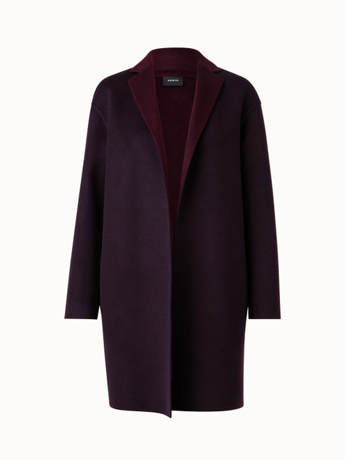 Akris Mae Cashmere Double-Face Coat in Blackberry, Size 14