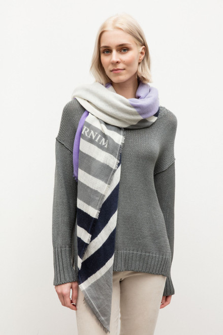 Iris Von Arnim Iris Cashmere Scarf in Lilac/Chrome Print