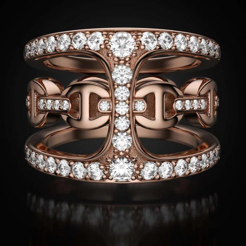 Hoorsenbuhs 18K Rose Gold Dame Phantom Clique Diamond Ring, Size 8.5