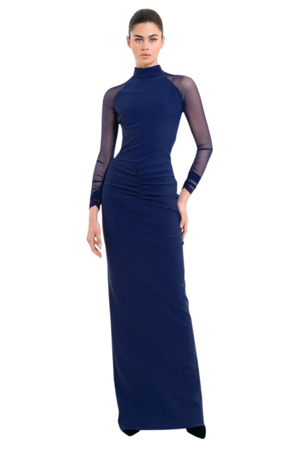*VIRTUAL TRUNK SHOW* Chiara Boni La Petite Robe Inope Illusion Long Gown in Myrtille