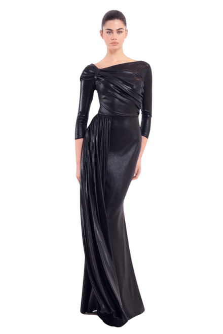 *VIRTUAL TRUNK SHOW* Chiara Boni La Petite Robe Anima Splendid Long Gown in Black