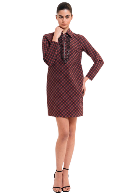 *VIRTUAL TRUNK SHOW* Chiara Boni La Petite Robe Olya Print Plaid BR ZP Dress in Tartan Heritage
