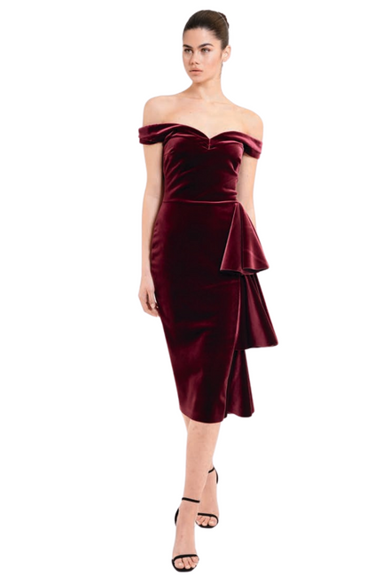 *VIRTUAL TRUNK SHOW* Chiara Boni La Petite Robe Willa Velvet Dress in Mahogany