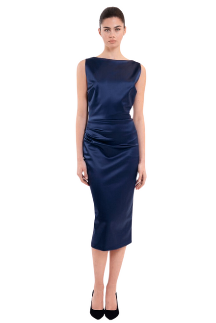 *VIRTUAL TRUNK SHOW* Chiara Boni La Petite Robe Ajour Satin ZP Dress in Myrtille