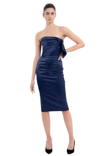 *VIRTUAL TRUNK SHOW* Chiara Boni La Petite Robe Desta Satin ZP Dress in Myrtille