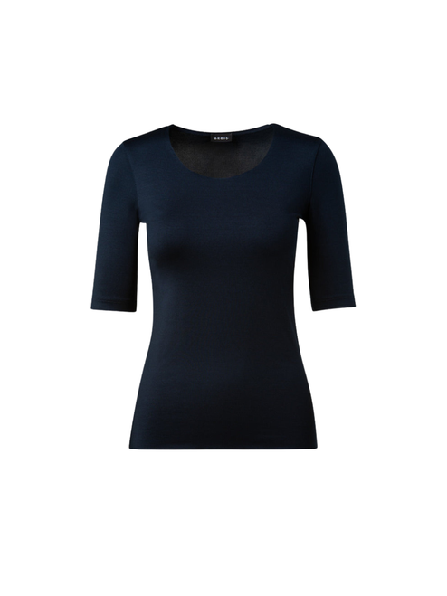 Akris 3/4 Length Sleeve Shirt from Silk Jersey in Navy