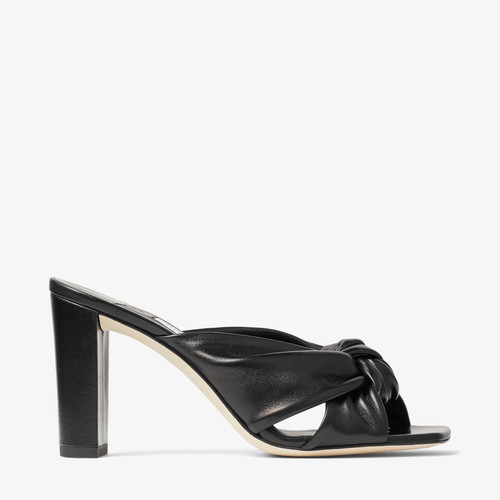 Jimmy Choo Avenue 85 Nappa Leather Mules in Black, Size 38