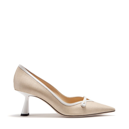 Jimmy Choo Rosalia 65 Raffia Leather Pumps in Natural/Latte