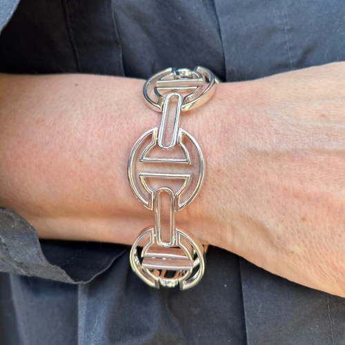 Hoorsenbuhs Sterling Silver Large Link MMV Bracelet, 8"