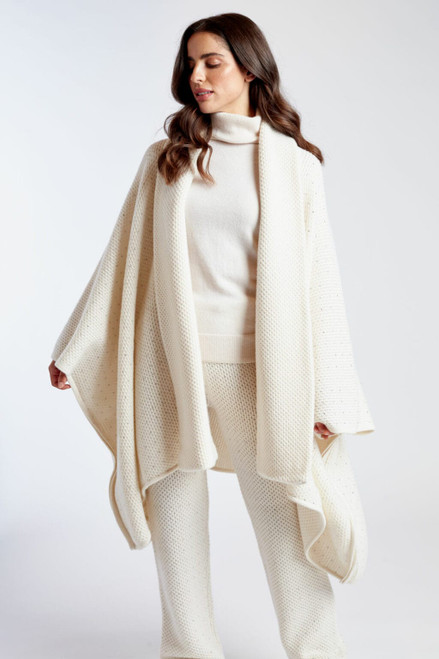 William Sharp Isla Cape in Winter White, Size Small