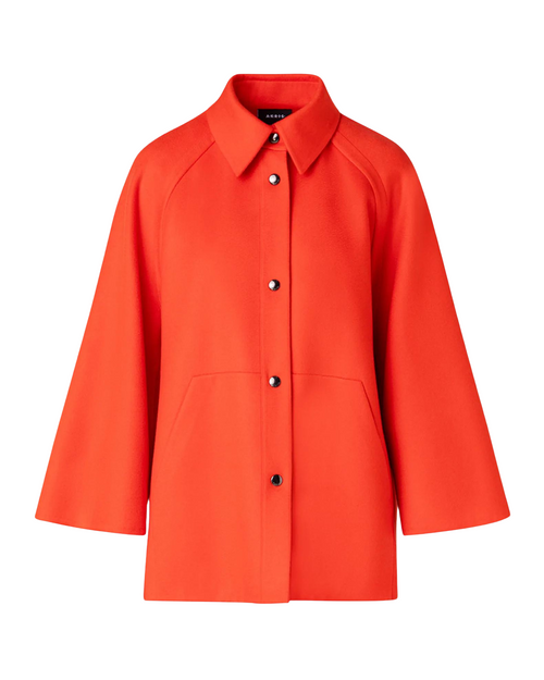 Akris Gina Cashmere Double Face Jacket in Poppy, Size 2