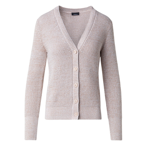 Akris Structured Cotton Mouline Knit Cardigan in Chai Melange