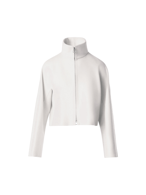 Akris Mimi Double-Face Cashmere Jacket in Ecru, Size 8