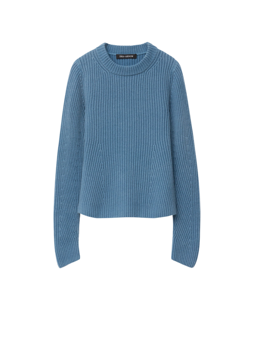 Iris Von Arnim Calais Stonewashed Cashmere Sweater in Lake, Size Medium