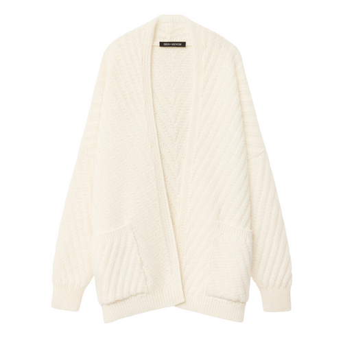 Iris Von Arnim Cadiz Cashmere Cardigan in Ecru, Size Medium/Large