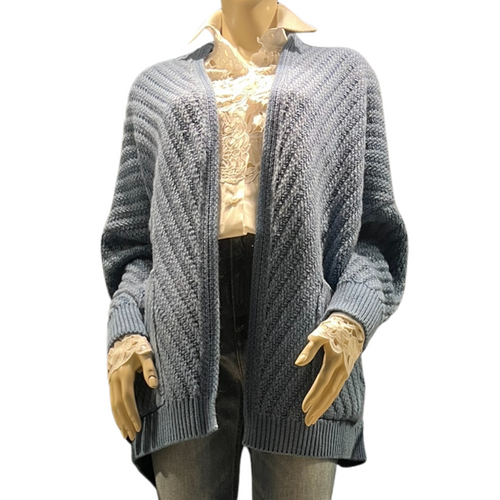 Iris Von Arnim Cadiz Cashmere Cardigan in Lake, Size Medium/Large