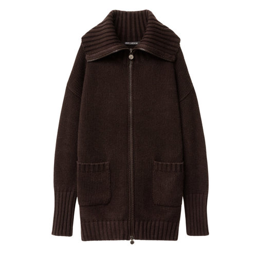 Iris Von Arnim Calgary Stonewashed Cashmere Cardigan in Espresso, Size Large