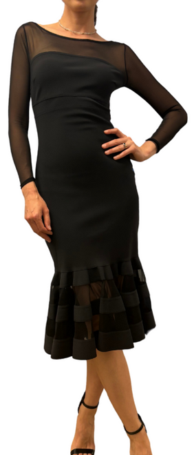 Chiara Boni La Petite Robe Leonina Illusion Dress in Black, Size 42