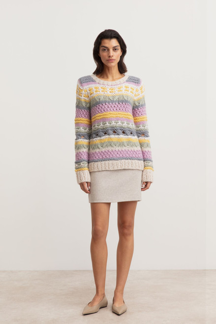 Iris Von Arnim Vitanella Cashmere-Silk Sweater in Multi, Size M/L