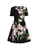 Oscar de la Renta Cherry Blossom Pleated Jacquard Dress in Navy/Pink, Size Medium