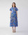 Carolina Herrera Poppy-Print Tiered Midi Dress with Sash in Bluebell Multi, Size 12