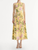 Oscar de la Renta Porcelain Flower Cotton Poplin Pleated Dress in Pink/Butter