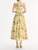Oscar de la Renta Porcelain Flower Cotton Poplin Pleated Dress in Pink/Butter