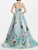 *VIRTUAL TRUNK SHOW* Oscar de la Renta Sleeveless Scoop Neck Mixed Botanical Faille Gown