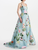 *VIRTUAL TRUNK SHOW* Oscar de la Renta Sleeveless Scoop Neck Mixed Botanical Faille Gown