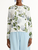 Oscar de la Renta Porcelain Flower-Printed Cardigan in Denim/White, Size X-Large