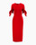 Carolina Herrera Tie-Sleeve Midi Dress in Herrera Red, Size 0