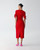 Carolina Herrera Tie-Sleeve Midi Dress in Herrera Red, Size 0