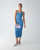 Carolina Herrera Polka Dot Denim Corseted Pencil Dress in Light Blue, Size 4