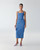Carolina Herrera Polka Dot Denim Corseted Pencil Dress in Light Blue, Size 4