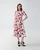 Carolina Herrera Rose-Print Midi Shirt Dress in White/Multi, Size 10