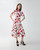 Carolina Herrera Rose-Print Midi Shirt Dress in White/Multi, Size 10