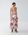 Carolina Herrera Rose-Print Chiffon Midi Dress in Ivory/Multi, Size 2