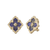 Buccellati Opera Tulle 18K Yellow Gold Blue Enamel Button Earrings, Medium