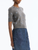Oscar de la Renta Allover Crystal Motif Short Sleeve Pullover in Charcoal, Size Small